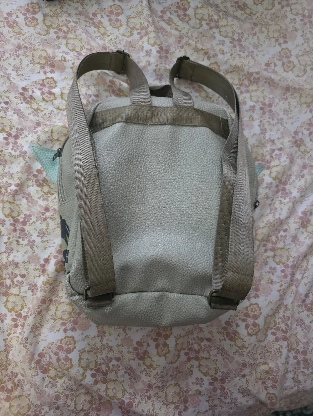 Kids Beige and Mint Green Character Backpack - Baby Yoda Design